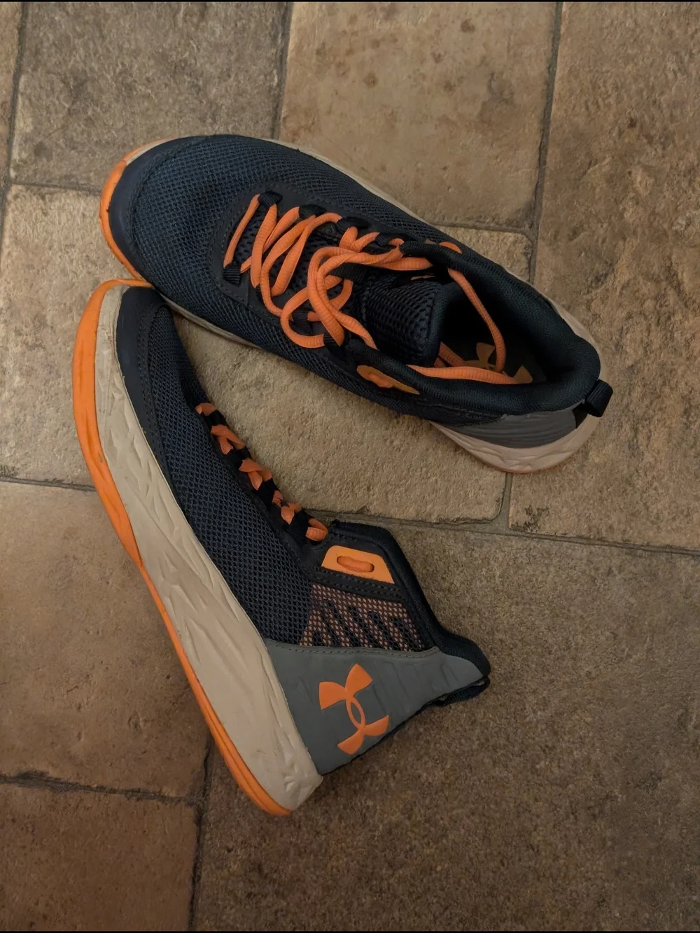 Under Armour Kids Navy and Coral Basketball Sneakers